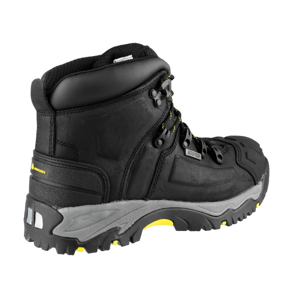 Black-Yellow - Back - Amblers Unisex Adult Crazy Horse Leather Safety Boots