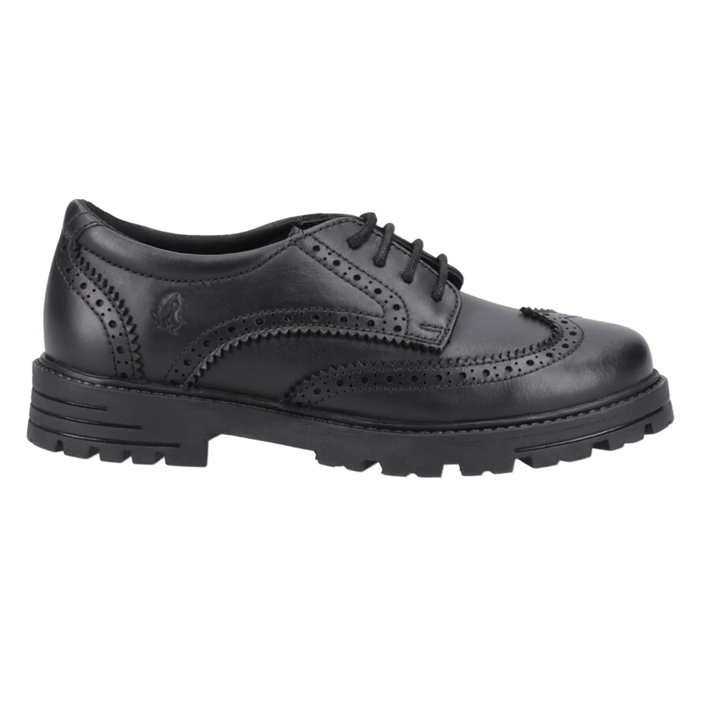 Black - Side - Hush Puppies Girls Maxine Leather School Shoes