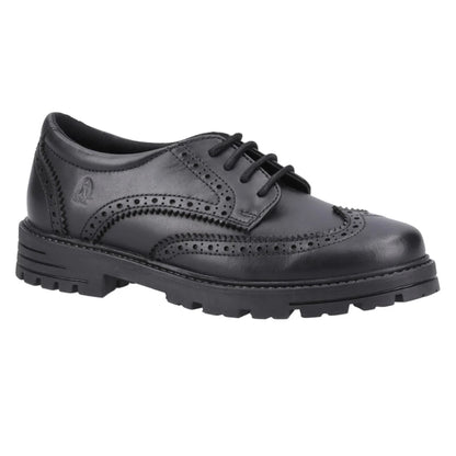 Black - Front - Hush Puppies Girls Maxine Leather School Shoes