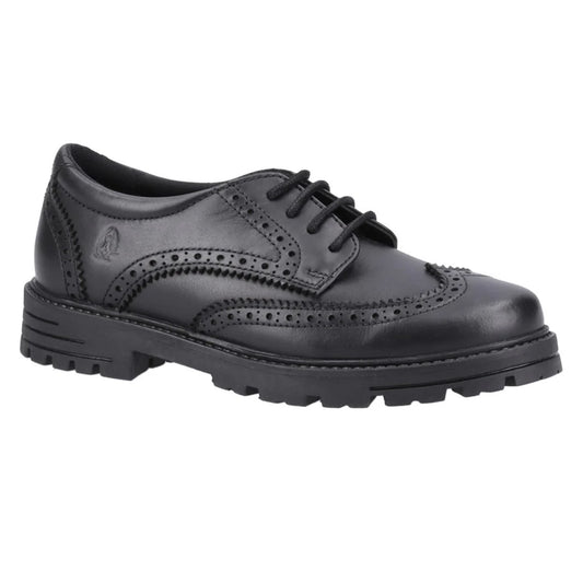 Black - Front - Hush Puppies Girls Maxine Leather School Shoes