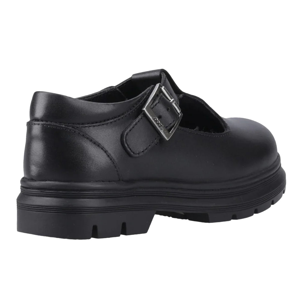 Black - Back - POD Girls Emilie Leather School Shoes