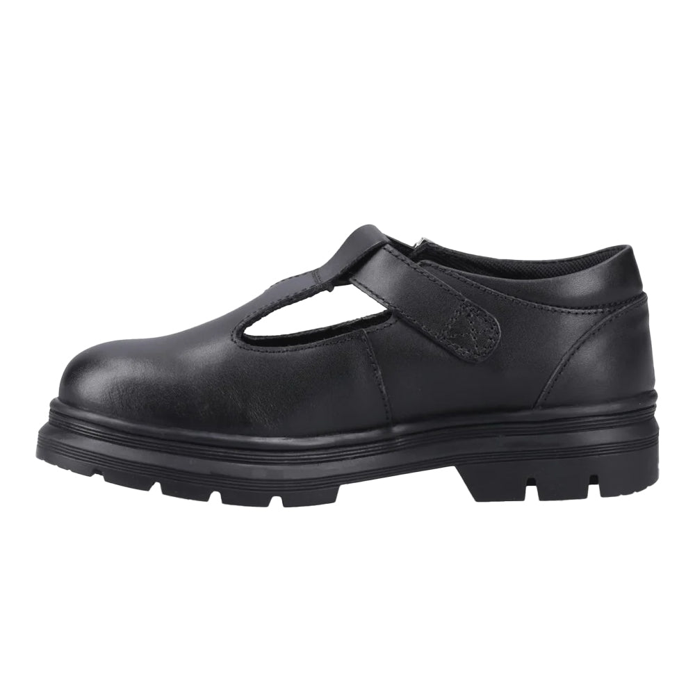 Black - Side - POD Girls Emilie Leather School Shoes