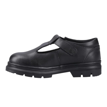 Black - Side - POD Girls Emilie Leather School Shoes