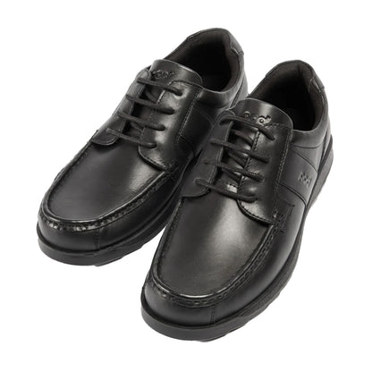 Black - Pack Shot - POD Boys Logan Leather School Shoes