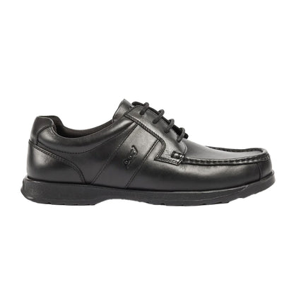 Black - Side - POD Boys Logan Leather School Shoes