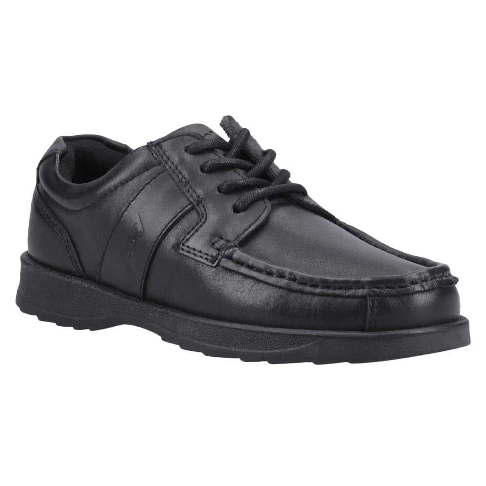 Black - Front - POD Boys Logan Leather School Shoes