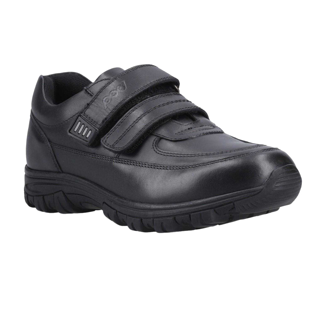 Black - Front - POD Boys Sprint Leather School Shoes