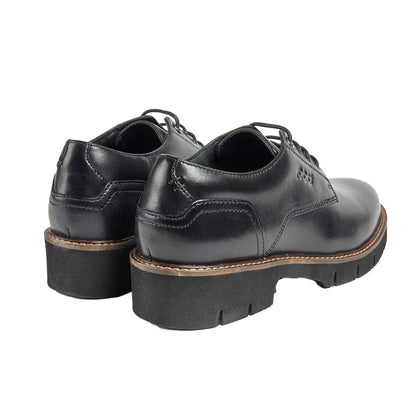 Black - Back - POD Girls Kinsley Leather School Derby Shoes