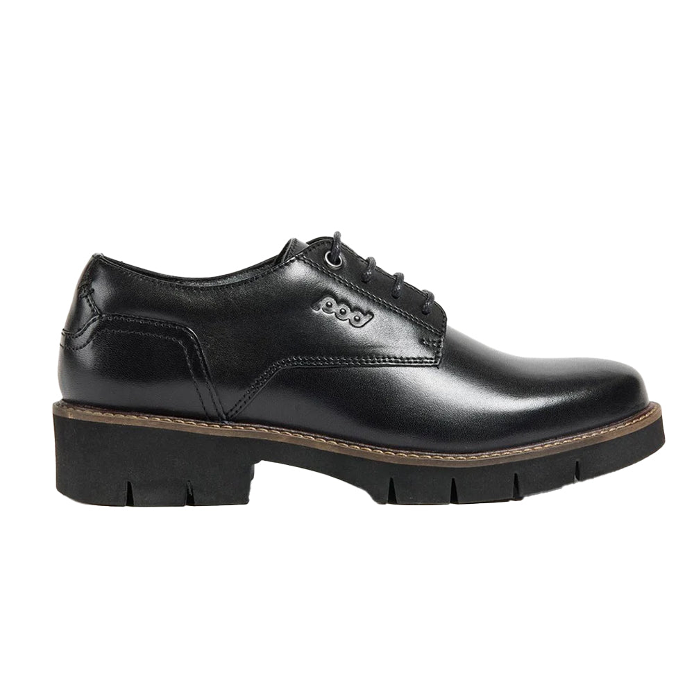 Black - Side - POD Girls Kinsley Leather School Derby Shoes