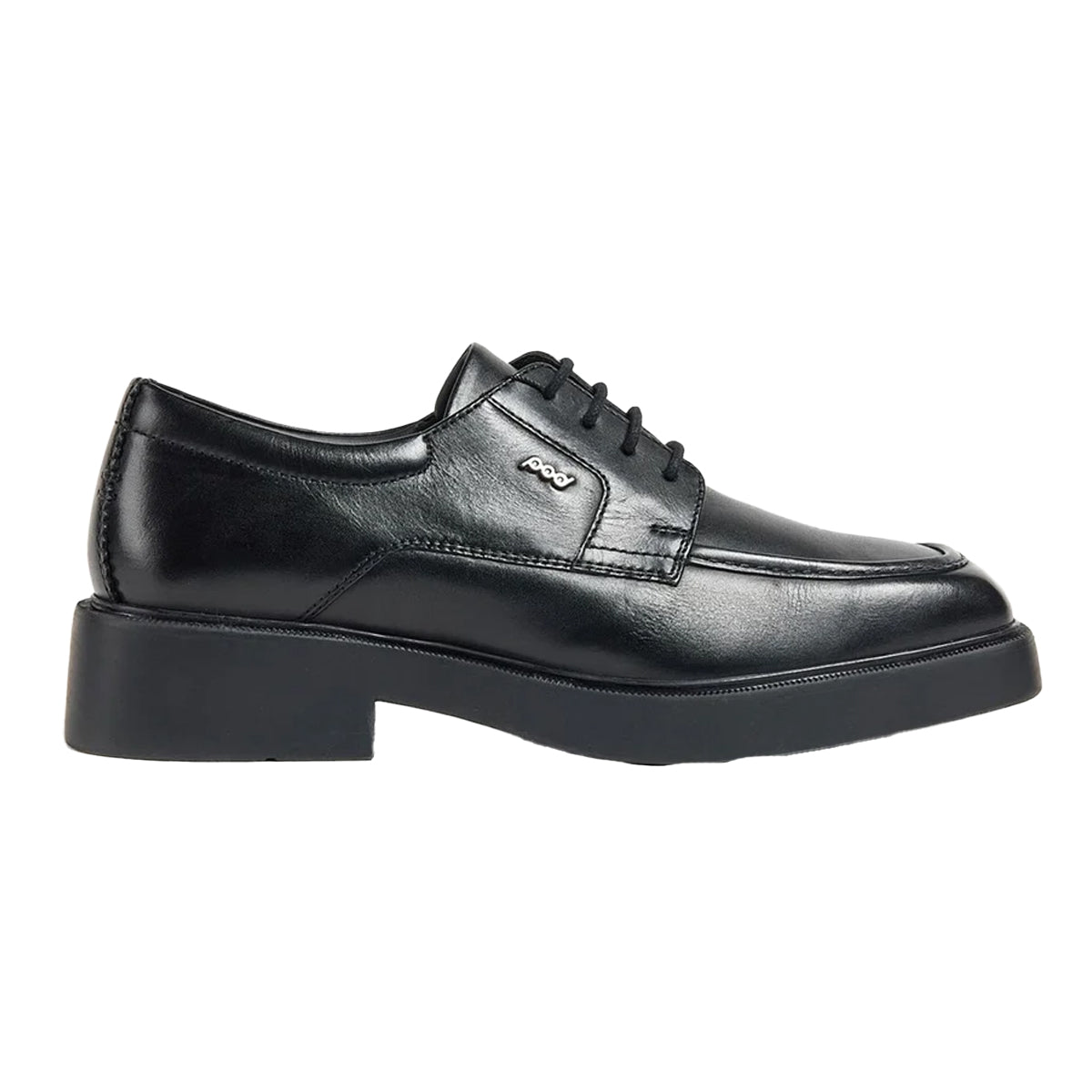 Black - Side - POD Girls Hazel Leather School Derby Shoes