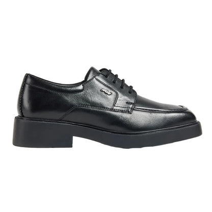 Black - Side - POD Girls Hazel Leather School Derby Shoes