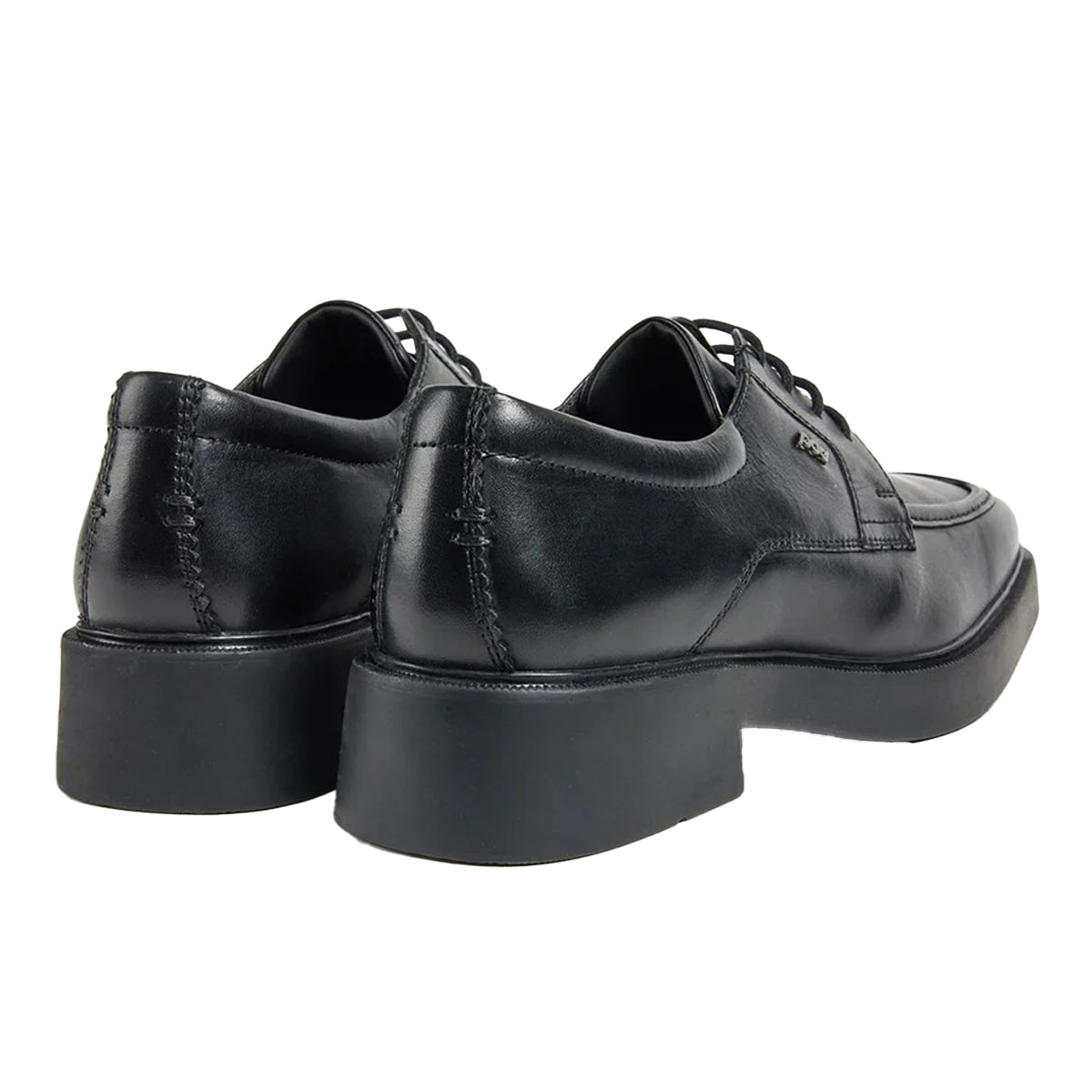 Black - Back - POD Girls Hazel Leather School Derby Shoes