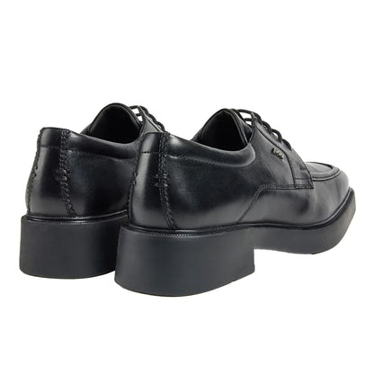 Black - Back - POD Girls Hazel Leather School Derby Shoes