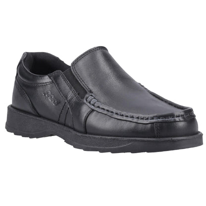 Black - Front - POD Boys Nyle Leather School Shoes