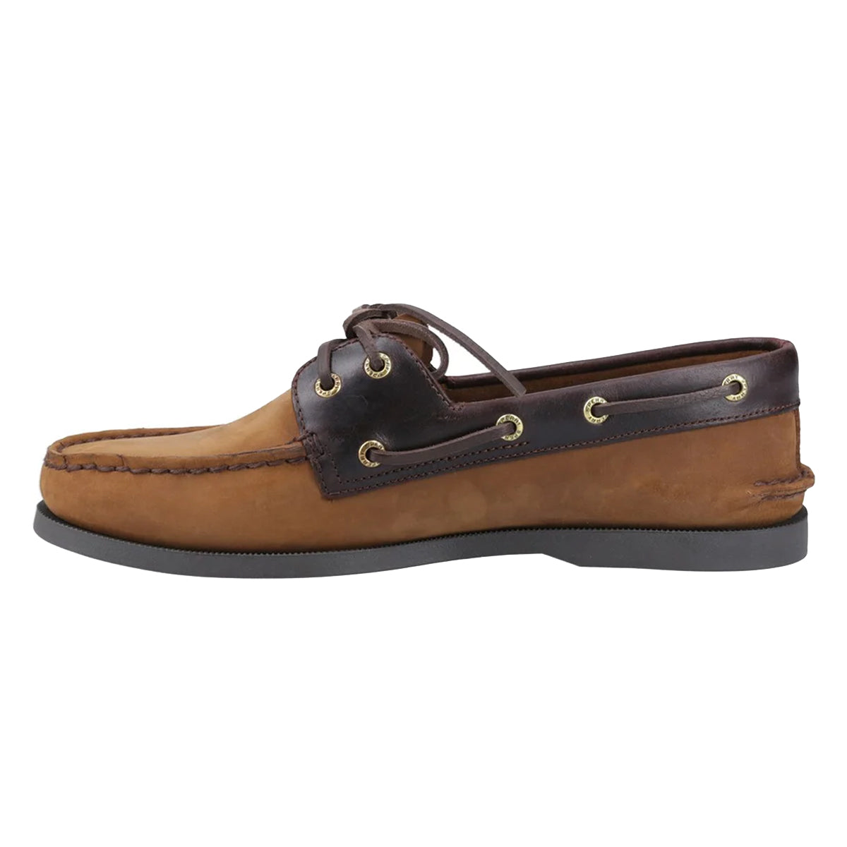 Brown Combo - Side - Sperry Mens Authentic 2 Leather Boat Shoes