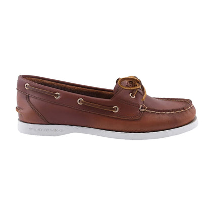 Brown - Side - Sperry Womens-Ladies Authentic 1 Leather Boat Shoes