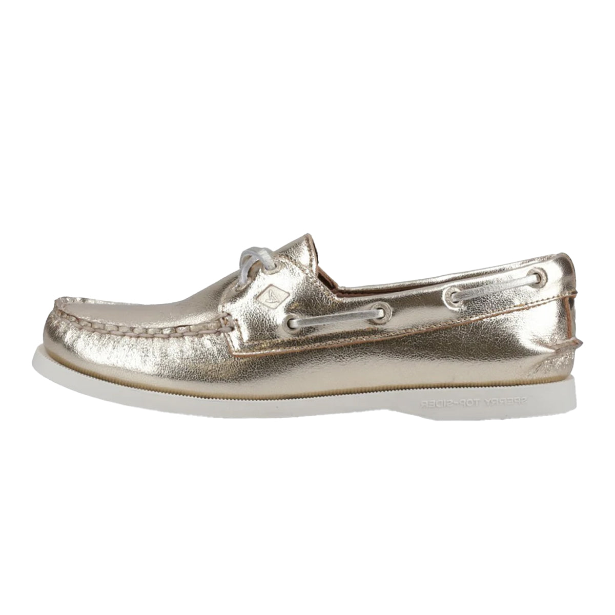 Gold - Side - Sperry Womens-Ladies Authentic 2 Leather Boat Shoes