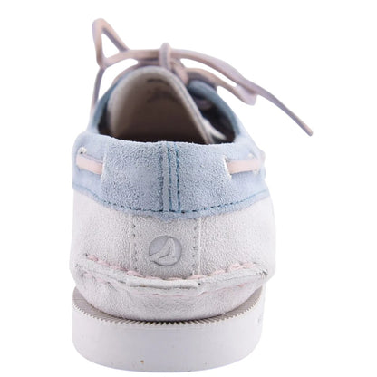 White-Blue - Back - Sperry Womens-Ladies Authentic Original 2 Leather Boat Shoes