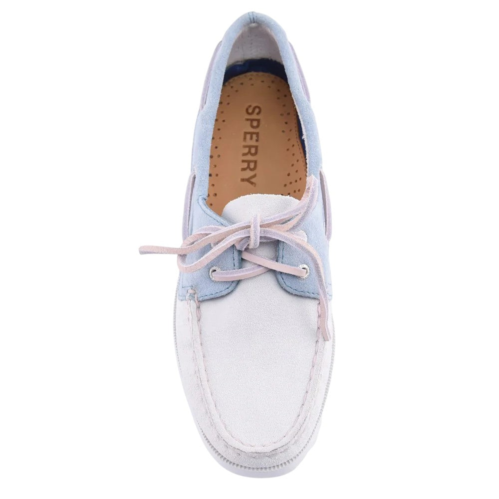 White-Blue - Lifestyle - Sperry Womens-Ladies Authentic Original 2 Leather Boat Shoes