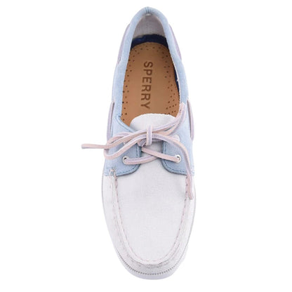 White-Blue - Lifestyle - Sperry Womens-Ladies Authentic Original 2 Leather Boat Shoes