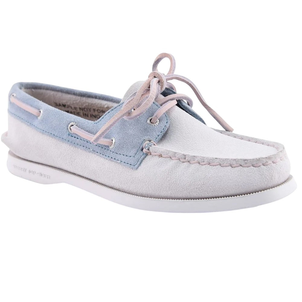 White-Blue - Front - Sperry Womens-Ladies Authentic Original 2 Leather Boat Shoes