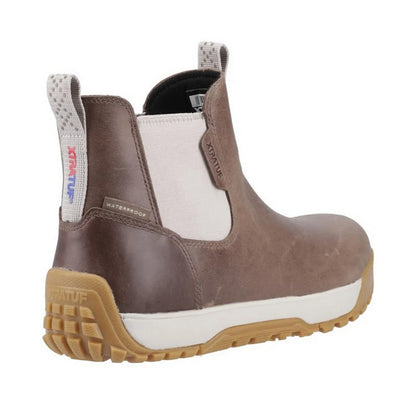Stone - Back - Xtratuf Womens-Ladies Leather Ankle Deck Boots