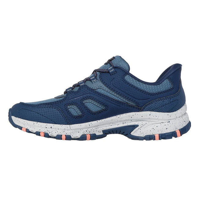 Navy-Coral - Back - Skechers Unisex Adult Hillcrest Kamalino Suede Slip-In Walking Shoes