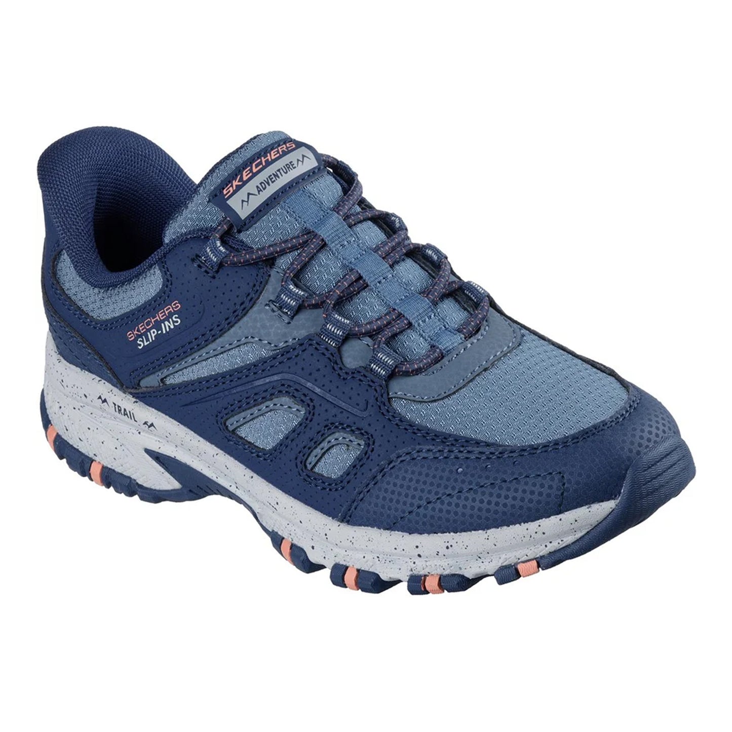 Navy-Coral - Front - Skechers Unisex Adult Hillcrest Kamalino Suede Slip-In Walking Shoes