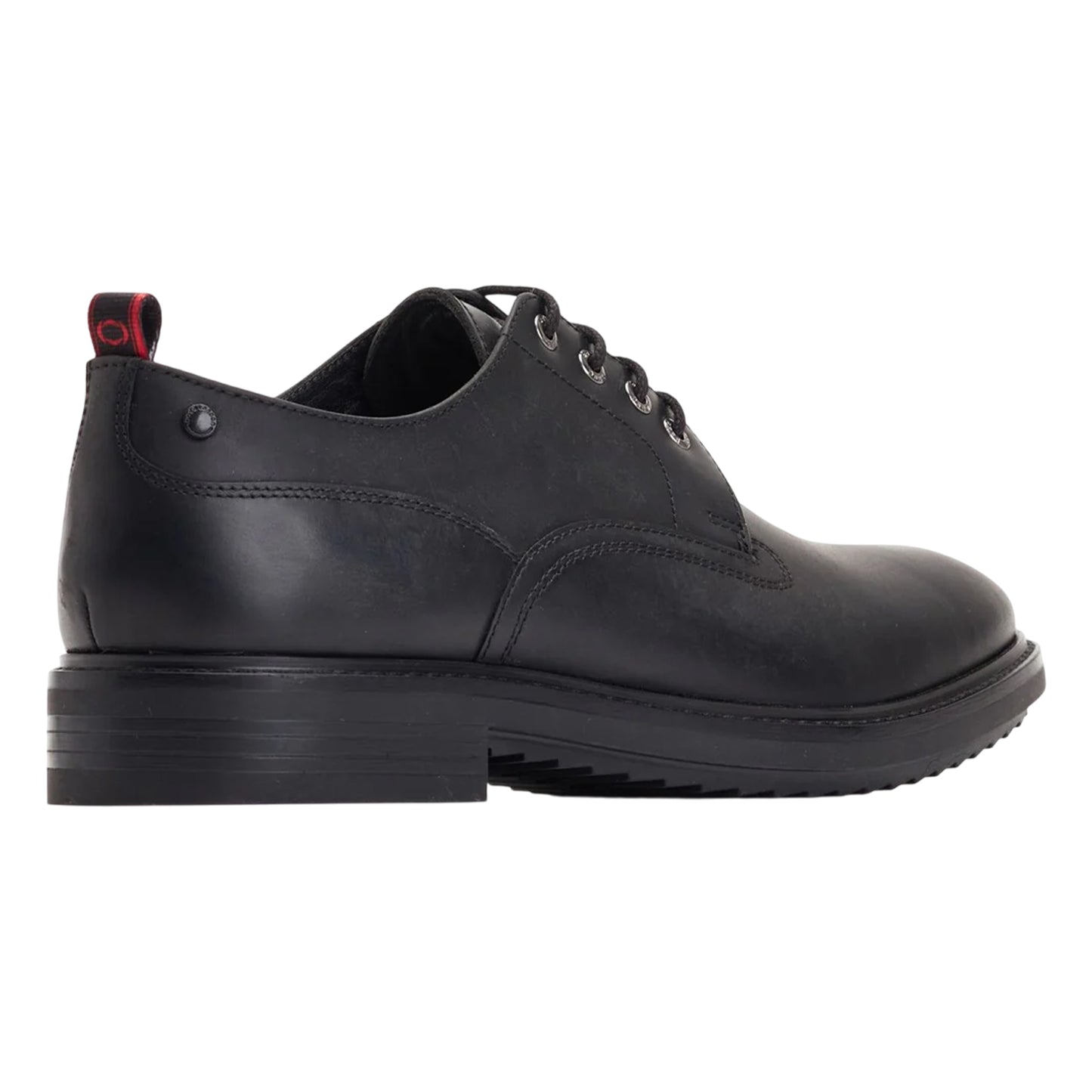 Black - Back - Base London Mens Memphis Leather Derby Shoes