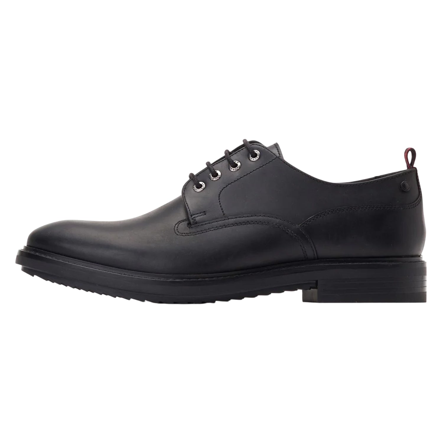 Black - Side - Base London Mens Memphis Leather Derby Shoes