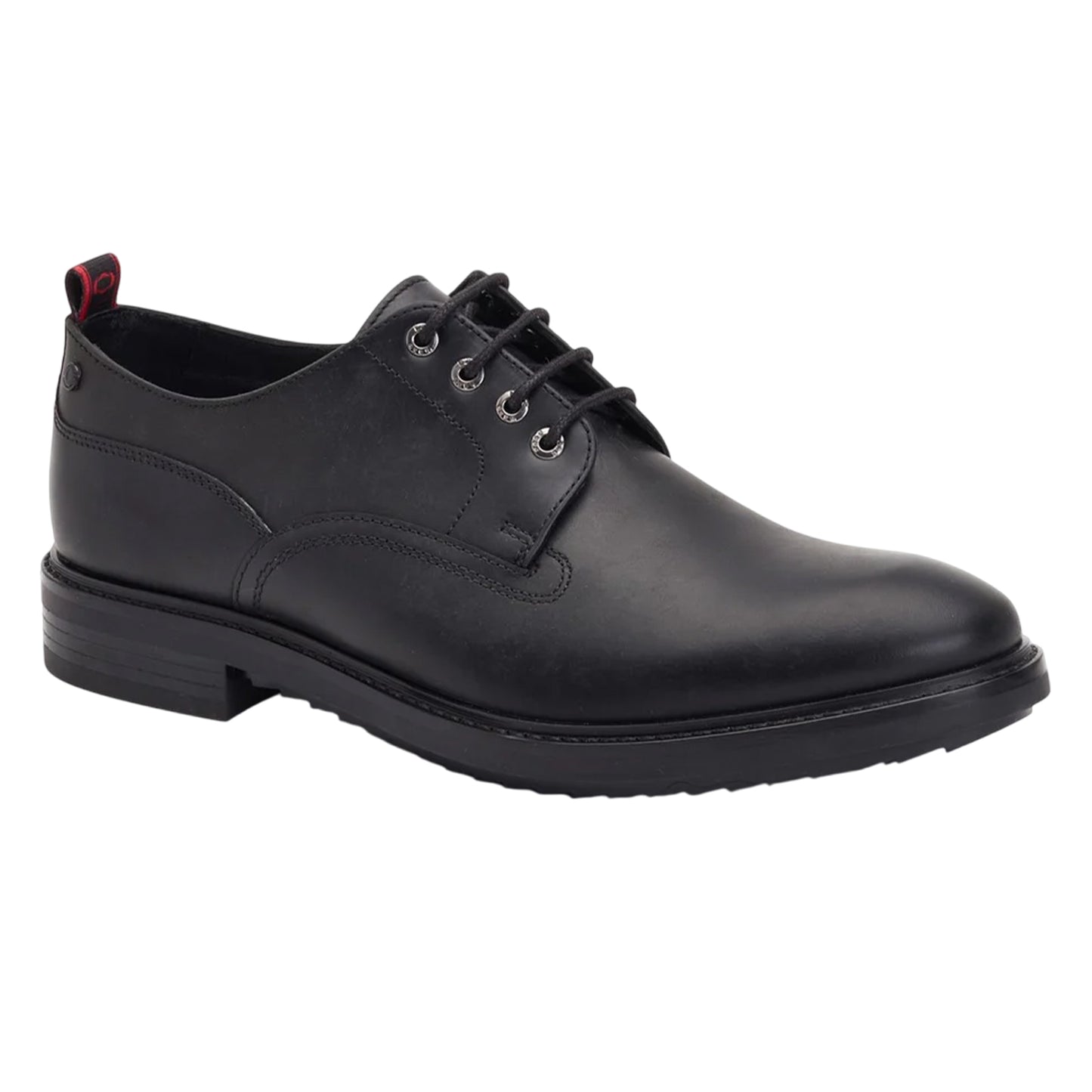 Black - Front - Base London Mens Memphis Leather Derby Shoes