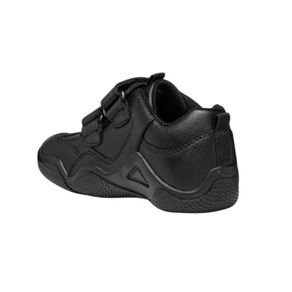 Black - Back - Geox Boys Wader Leather School Shoes