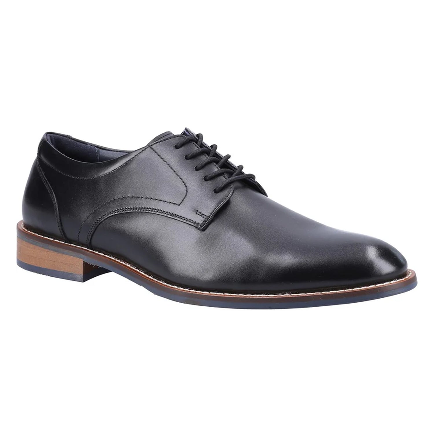Black - Front - Hush Puppies Mens Damien Leather Lace Up Shoes