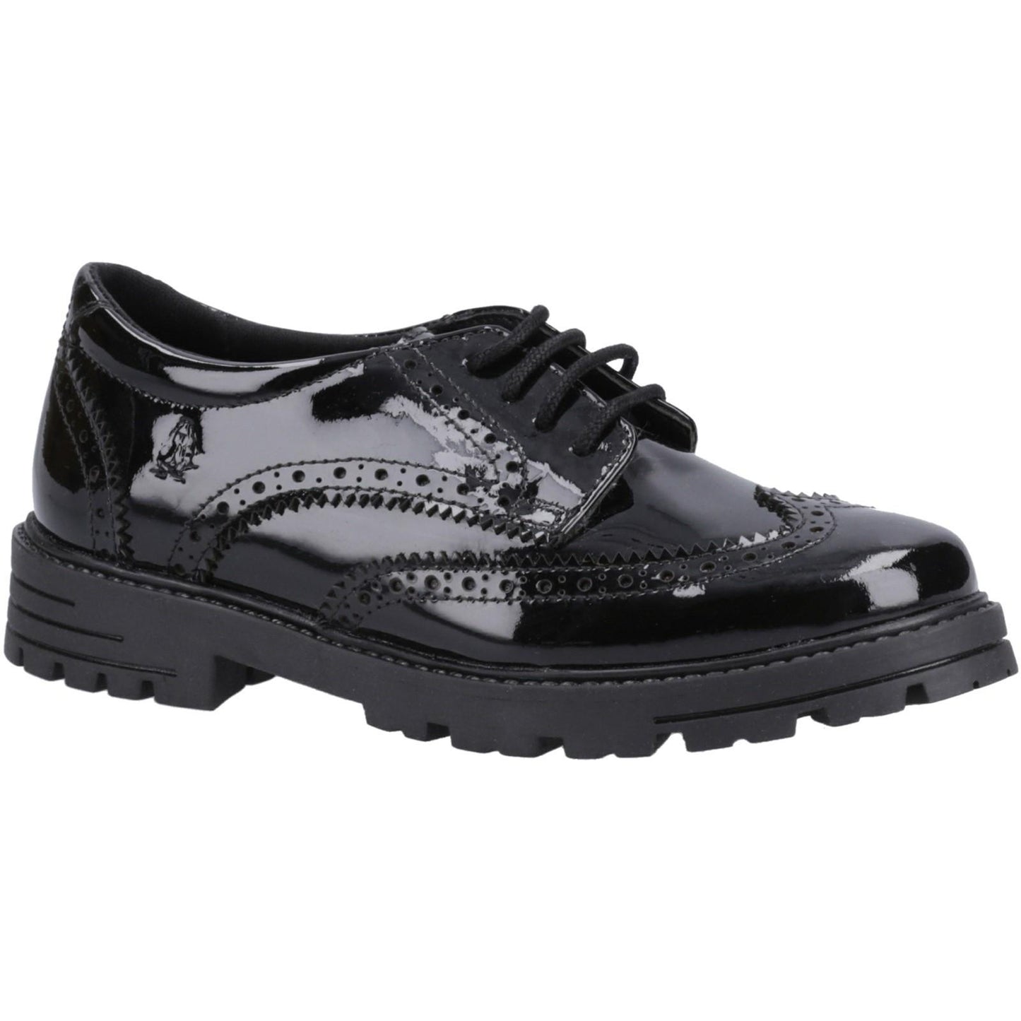 Black - Front - Hush Puppies Girls Patent Leather School Shoes