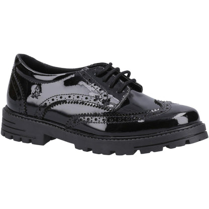 Black - Front - Hush Puppies Girls Patent Leather School Shoes