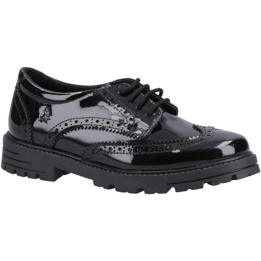 Black - Front - Hush Puppies Girls Patent Leather School Shoes