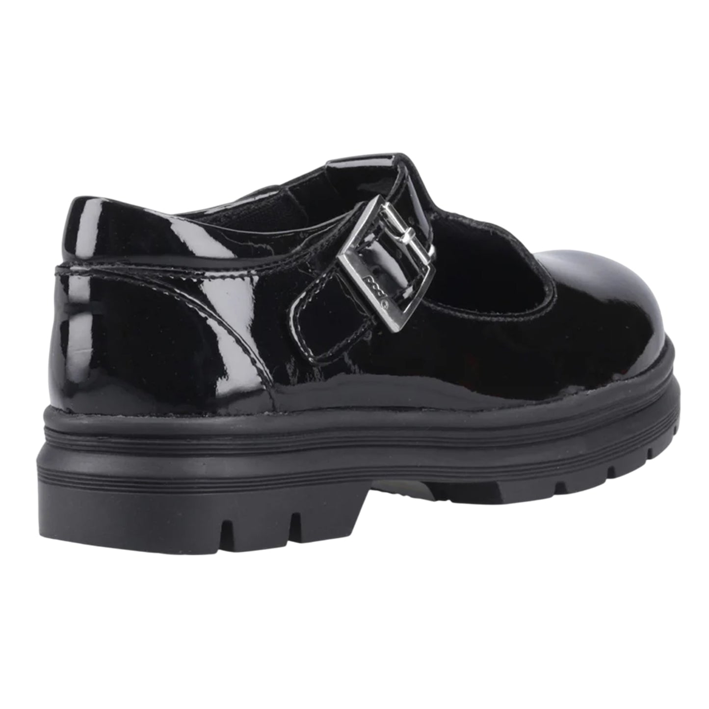 Black Patent - Back - POD Girls Emilie Leather School Shoes