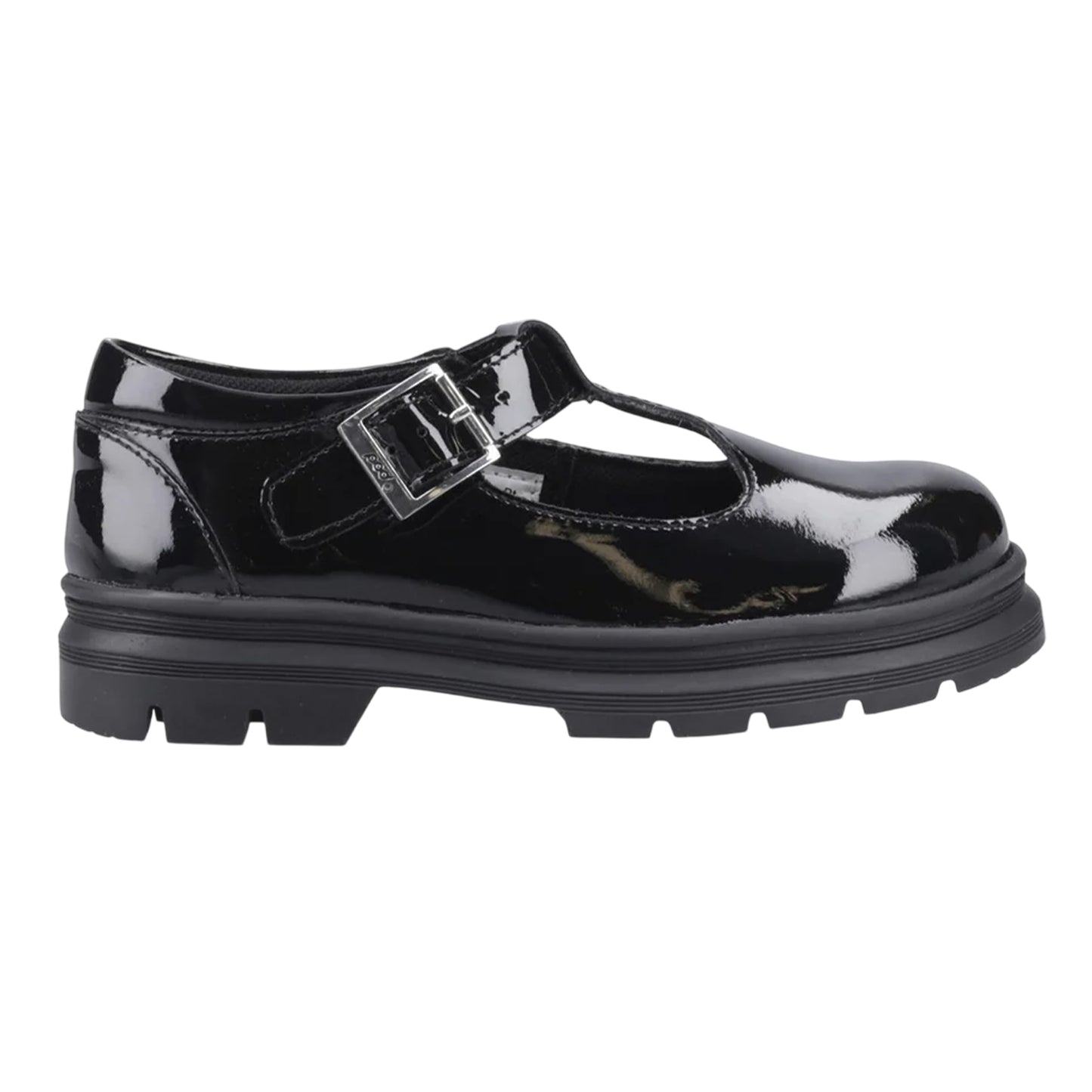 Black Patent - Side - POD Girls Emilie Leather School Shoes