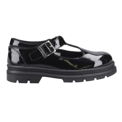 Black Patent - Side - POD Girls Emilie Leather School Shoes
