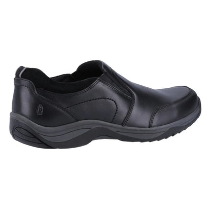 Black - Back - Hush Puppies Mens Donald Leather Slip-on Loafers