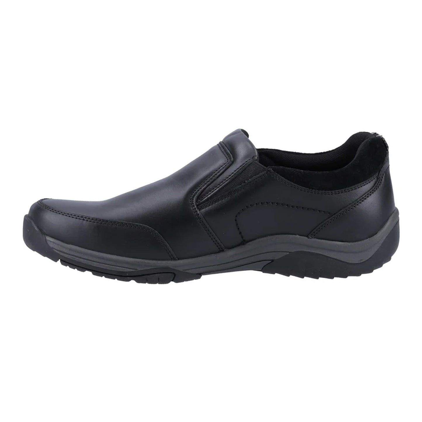 Black - Side - Hush Puppies Mens Donald Leather Slip-on Loafers