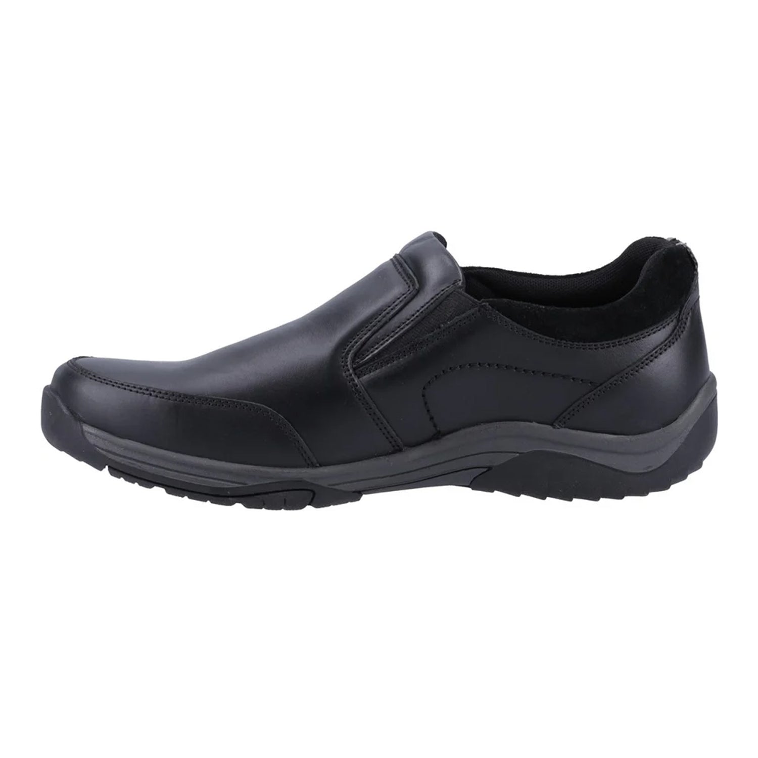 Black - Side - Hush Puppies Mens Donald Leather Slip-on Loafers