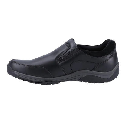 Black - Side - Hush Puppies Mens Donald Leather Slip-on Loafers