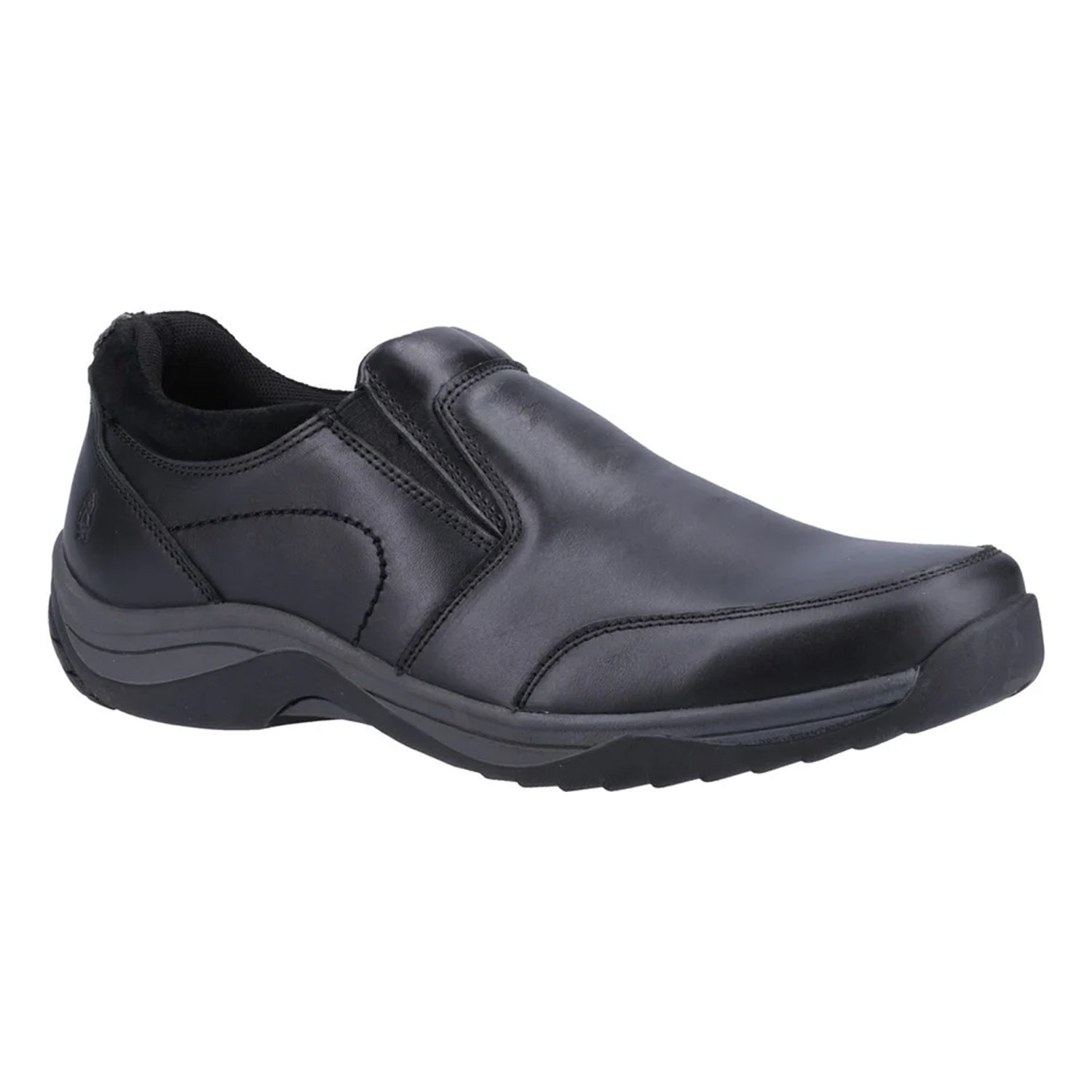 Black - Front - Hush Puppies Mens Donald Leather Slip-on Loafers