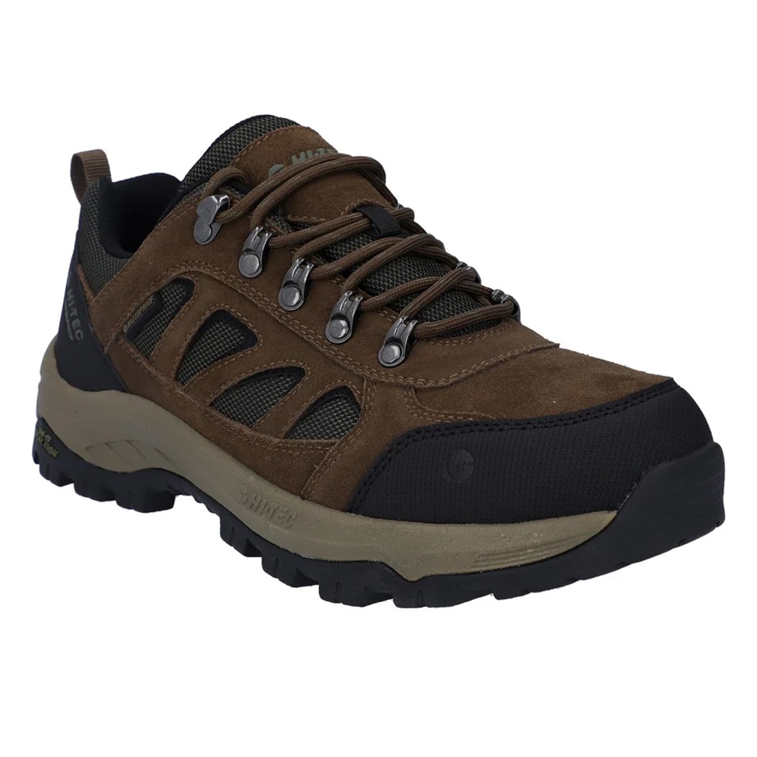 Smokey Brown-Khaki Green - Front - Hi-Tec Mens Bandera Expedition Suede Low Walking Shoes