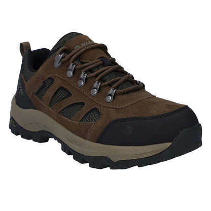 Smokey Brown-Khaki Green - Front - Hi-Tec Mens Bandera Expedition Suede Low Walking Shoes