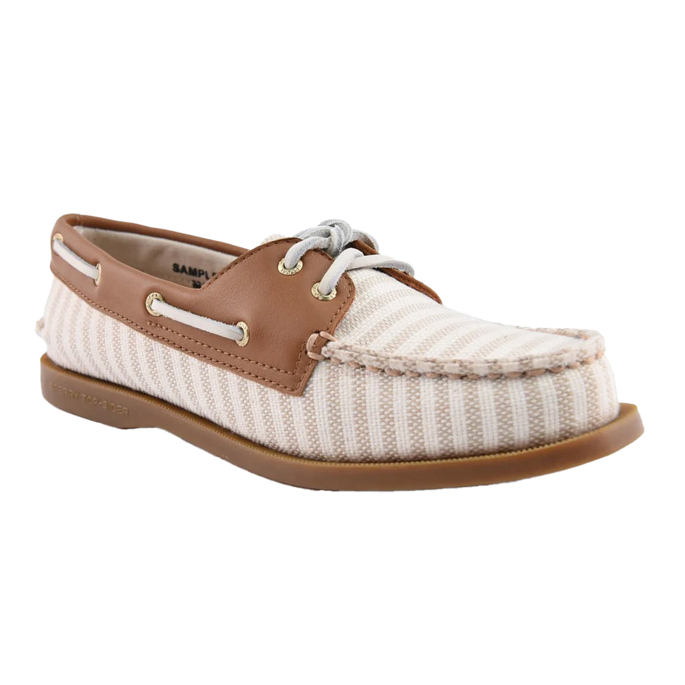 White-Natural - Back - Sperry Womens-Ladies Authentic Original Leather Boat Shoes