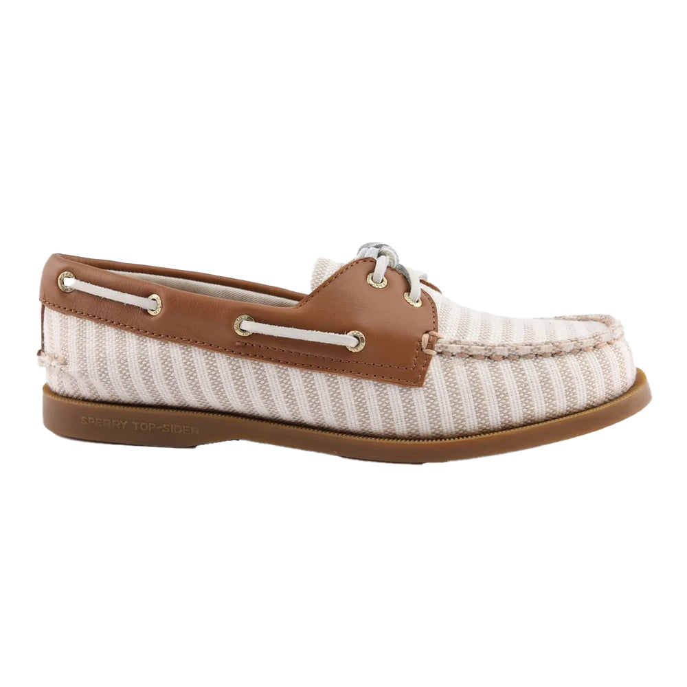 White-Natural - Lifestyle - Sperry Womens-Ladies Authentic Original Leather Boat Shoes