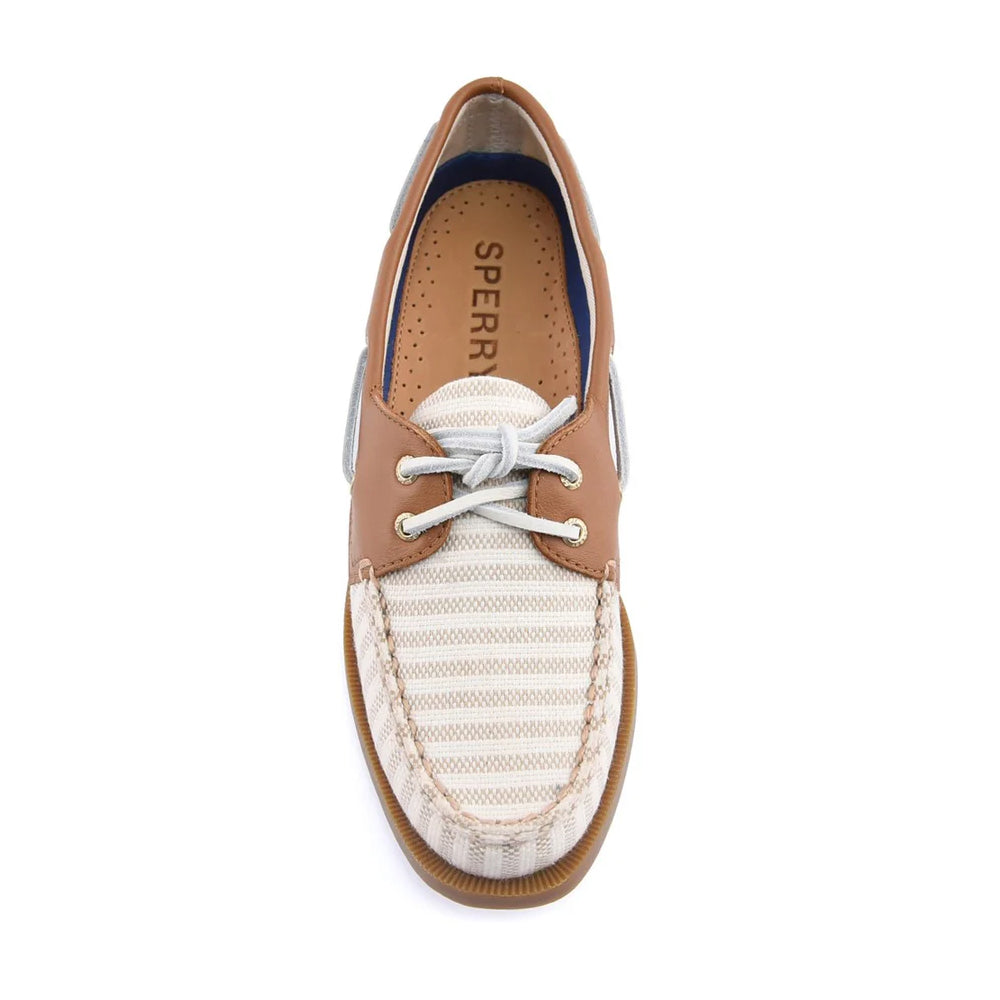 White-Natural - Pack Shot - Sperry Womens-Ladies Authentic Original Leather Boat Shoes