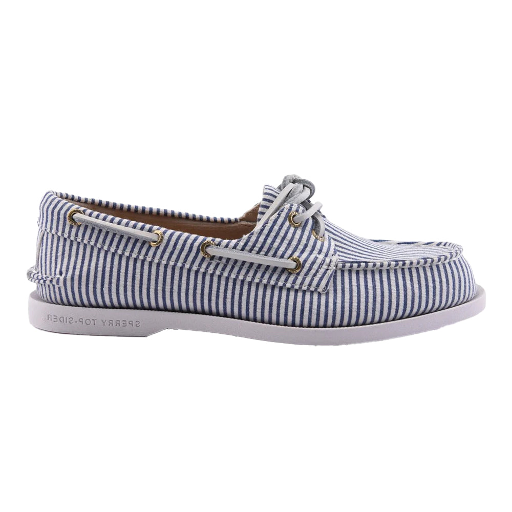 Navy-White - Back - Sperry Womens-Ladies Authentic Original Leather Boat Shoes